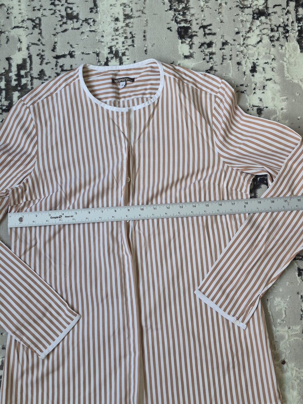 Nespresso White & Brown Vertical Stripe Long-Sleeve Shirt 40 New - Picture 8 of 11